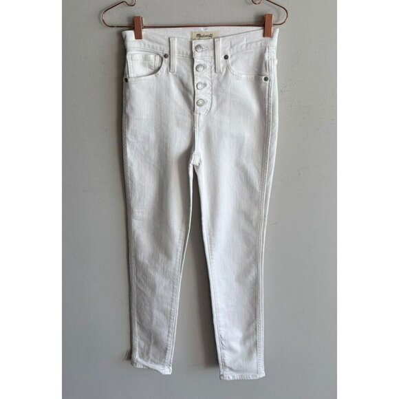 Madewell Womens Button Fly High Rise Fitted Skinny Crop Jeans White Sz 26 - Picture 1 of 10